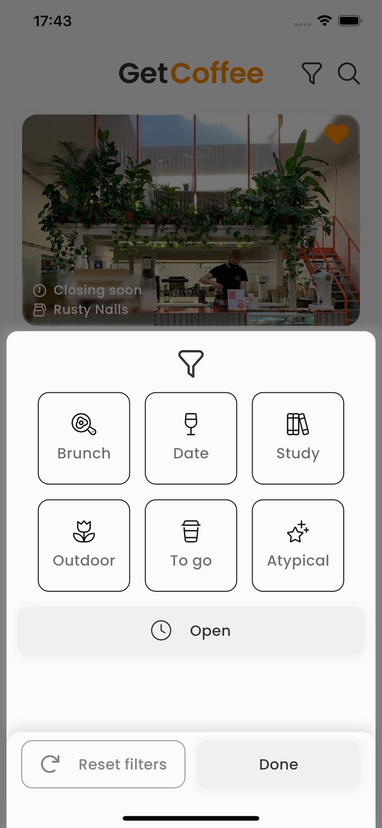Filter places by your preferences